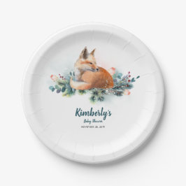 Prato De Papel Fox Winter Woodland Chá de fraldas