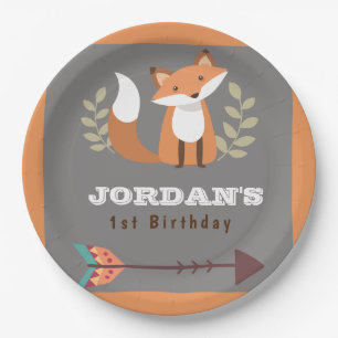 Prato De Papel Fox Woodland Forest Critters Boho Aniversário de