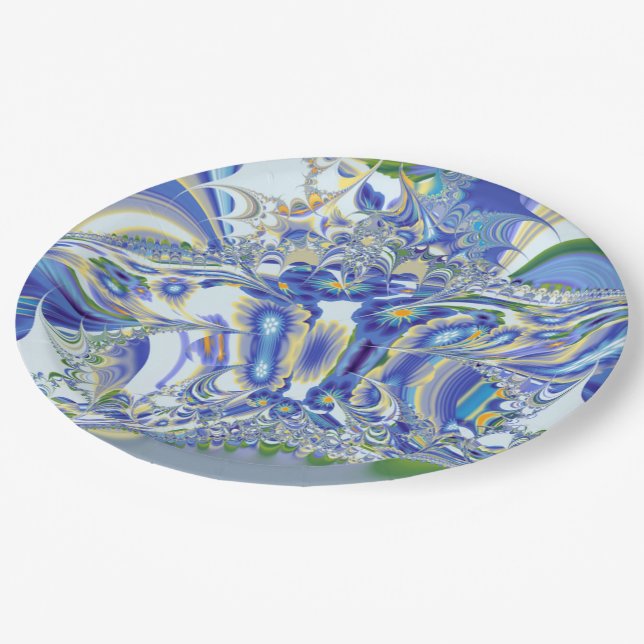 Prato De Papel fractal de flor 03 (Inclinado)