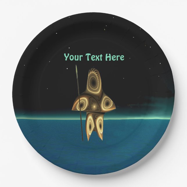 Prato De Papel Fractal Inuit Hunter (Frente)