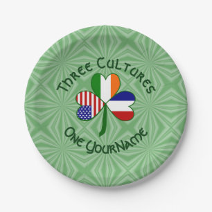 Prato De Papel França Irlanda EUA Trevo Bandeira Personalizada