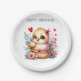 Prato De Papel Frango de aniversário fofo.