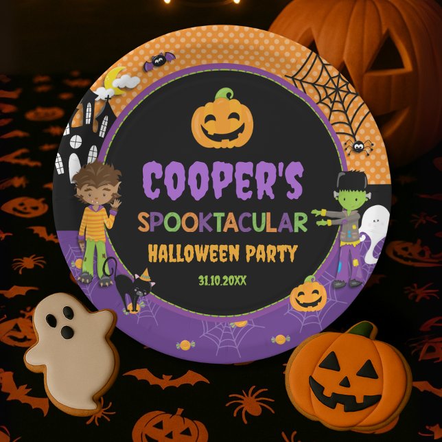 Prato De Papel Frankenstein Warewolf, Partido das Bruxas Infantis (Criador carregado)