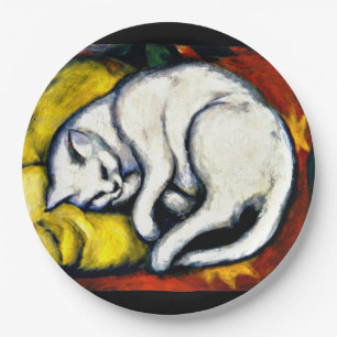 Prato De Papel Franz Marc - O Gato Branco, pintura de arte,
