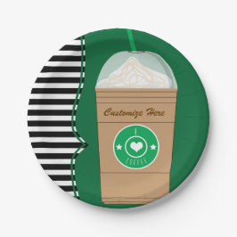 Prato De Papel Frap de Café Moderno Chic Fofo Aniversário
