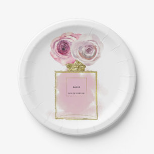 Prato De Papel Frasco de Perfume Floral Fashion Rosas Rosa Dourad