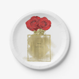 Prato De Papel Frasco de Perfume Floral Fashion Rosas Vermelhas G