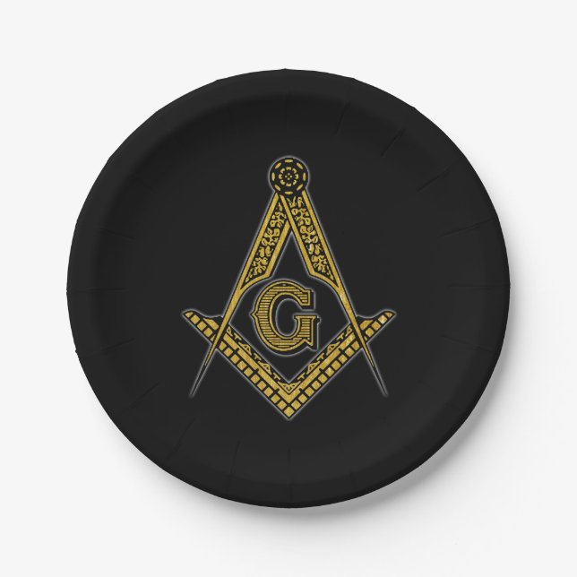 Prato De Papel Freemason (preto & ouro) (Frente)