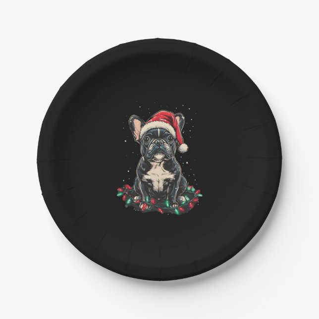 Prato De Papel French Bulldog Christmas Lights Xmas Dogs Gifts Me (Frente)