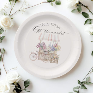 Prato De Papel Fresco do mercado Boho Flower Cart Bridal