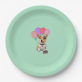 Prato De Papel Fresh Mint Verde - Aniversário de Corgi Divertido 