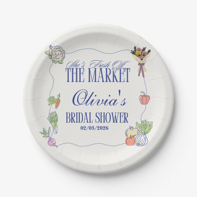 Prato De Papel Fresh Off the Market Bridal Shower Welcome To (Frente)