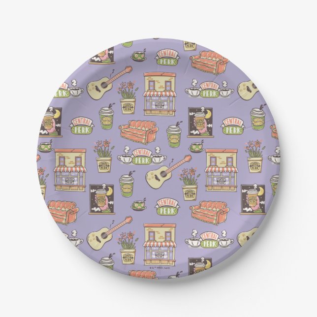 Prato De Papel FRIENDS™ | Ícone de Padrão Roxo (Frente)