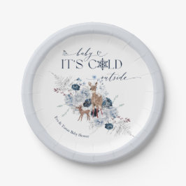 Prato De Papel Frio bebê fora do Chá de fraldas de veado floral d