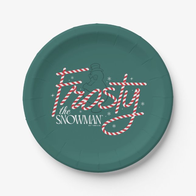 Prato De Papel Frosty the Snowman Candy Cane Logo (Frente)