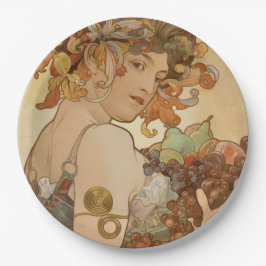 Prato De Papel Fruta (Art Nouveau) (Retrato feminino) (Frutas)