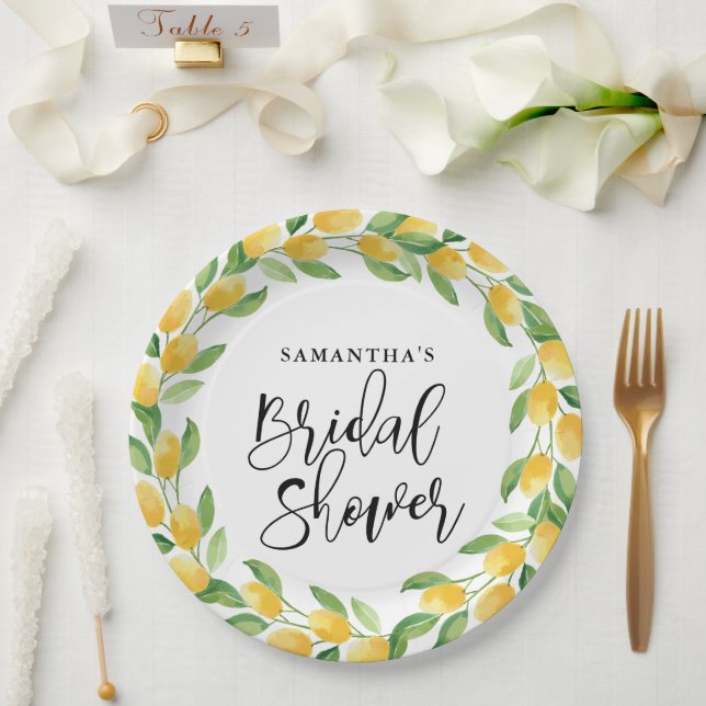 Prato De Papel Fruta de limão Citrus (Casamento)