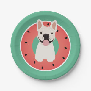 Prato De Papel Fruta de Melancia Bulldog Francesa