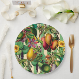 Prato De Papel Fruta Verde e Estilo Retroativo do Jardim Flor