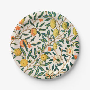 Prato De Papel Fruta William Morris Pomegranate Ornamento Branco