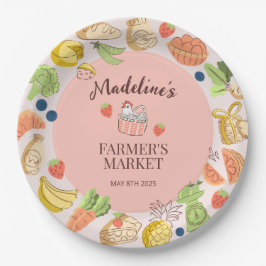 Prato De Papel Frutas e produtos hortícolas de pastel rosa