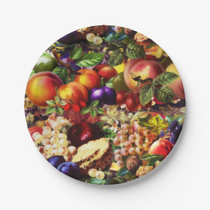 Prato De Papel Frutas Tropicais de Verão Retro-Rústico