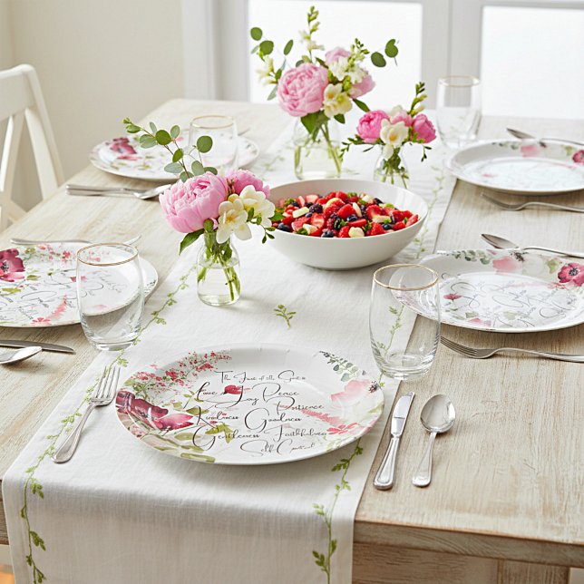Prato De Papel Fruto do Espírito floral rosa (Criador carregado)
