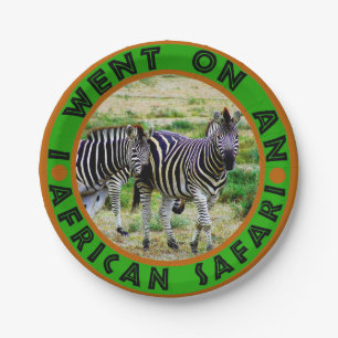 Prato De Papel Fui a um Par Africano Safari Zebra