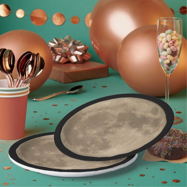Prato De Papel Full Moon Plates Super Moon Party Paper Plates (Múltiplo)