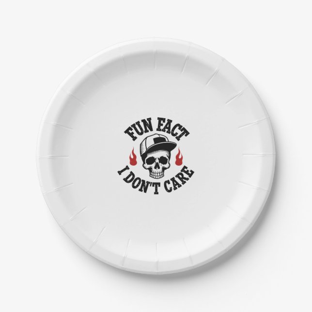 Prato De Papel Fun Fact I Don't Care Funny Skeleton Saying (2) (Frente)