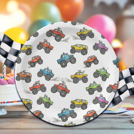 Prato De Papel Fun Monster Trucks Birthday Party