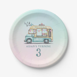 Prato De Papel Fun Summer Ice Cream Truck Birthday Party Plate