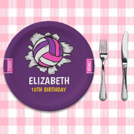 Prato De Papel Fun Volleyball Birthday Girl