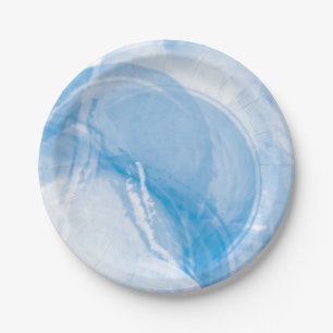 Prato De Papel fundo abstrato em aquarela azul oceano