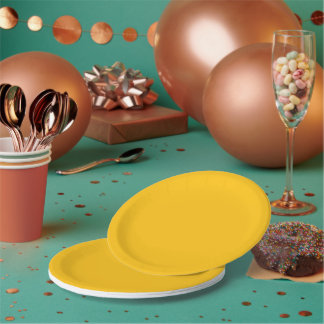 Prato De Papel Fundo brilhante amarelo-dourado com textura sutil