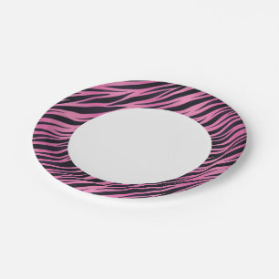 Prato De Papel Fundo da faixa zebra rosa