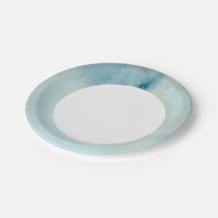 Prato De Papel fundo de aquarela em azul pastel e amarelo