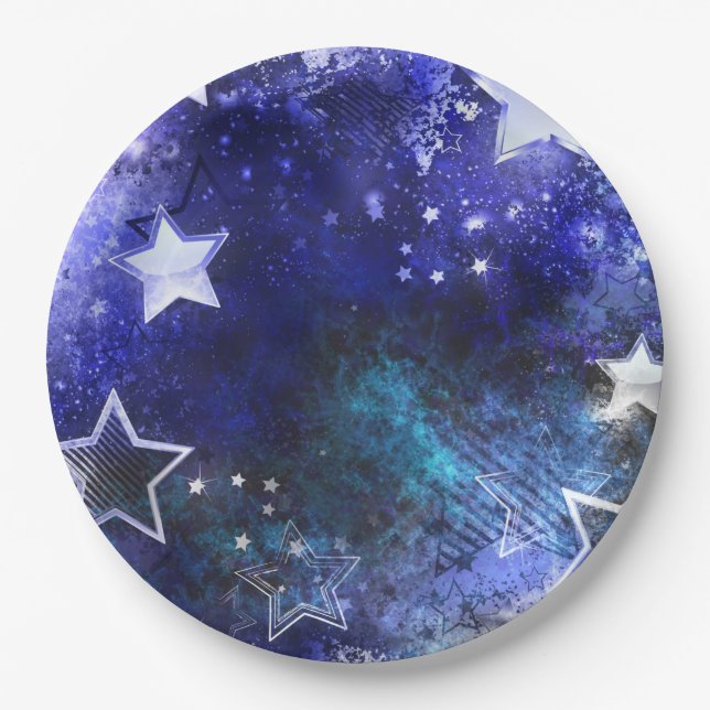 Prato De Papel Fundo de Espaço com Estrelas (Frente)