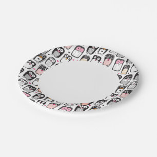 Prato De Papel fundo de ilustração de aves do pinguim