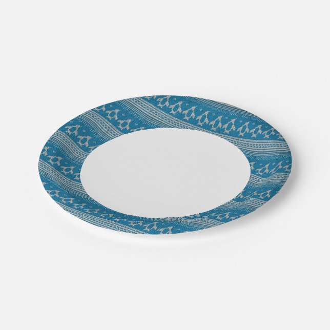 Prato De Papel Fundo de Knit Azul (Inclinado)