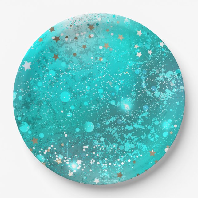 Prato De Papel Fundo do Mint Turquoise Foil (Frente)