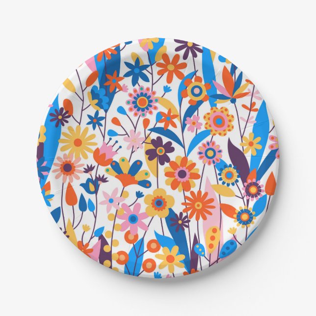 Prato De Papel Fundo Floral Multicolor Exótico-32939 (Frente)