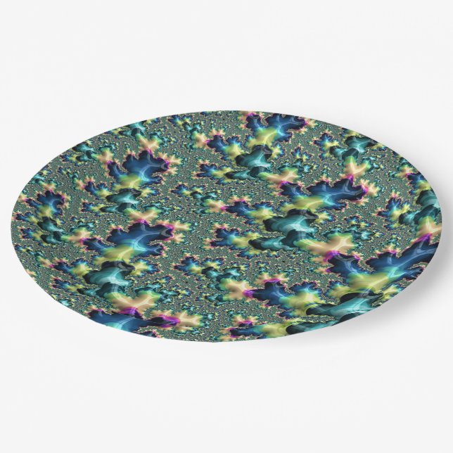 Prato De Papel Funky Trippy Eclectic Boho Hippie Abstrato Fractal (Inclinado)