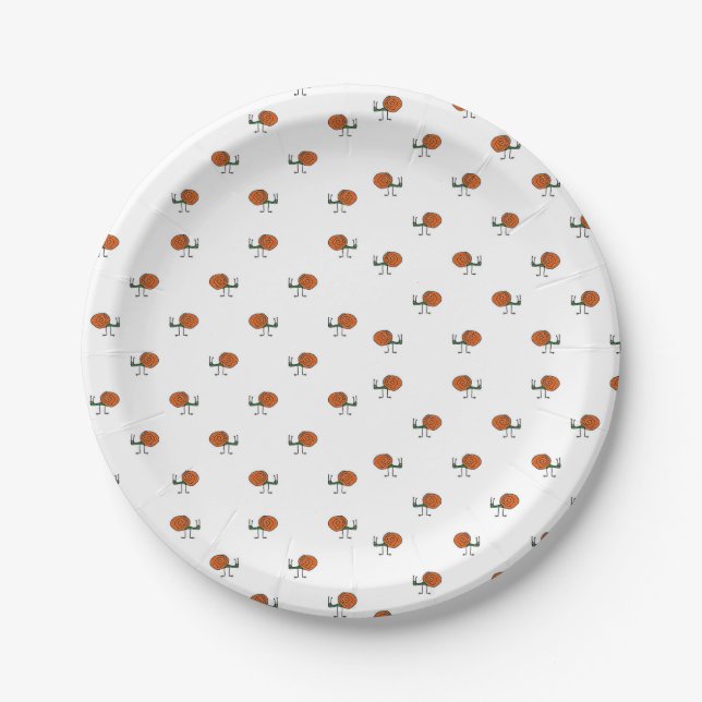 Prato De Papel Funny Cartoon Sketchy Snail Drawing Pattern (Frente)