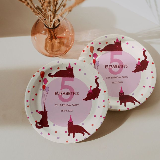 Prato De Papel Funny Cats Purrfect Birthday Party (Criador carregado)