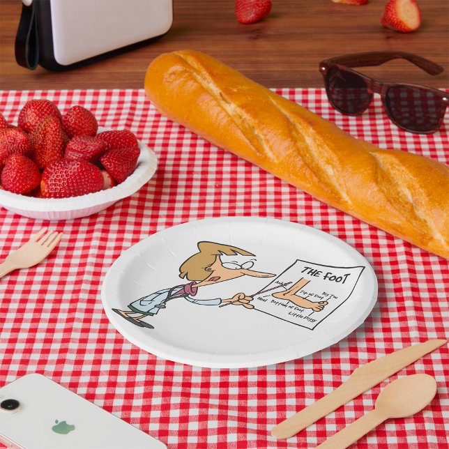 Prato De Papel Funny Doctor Teaching Foot Anatomy (Criador carregado)