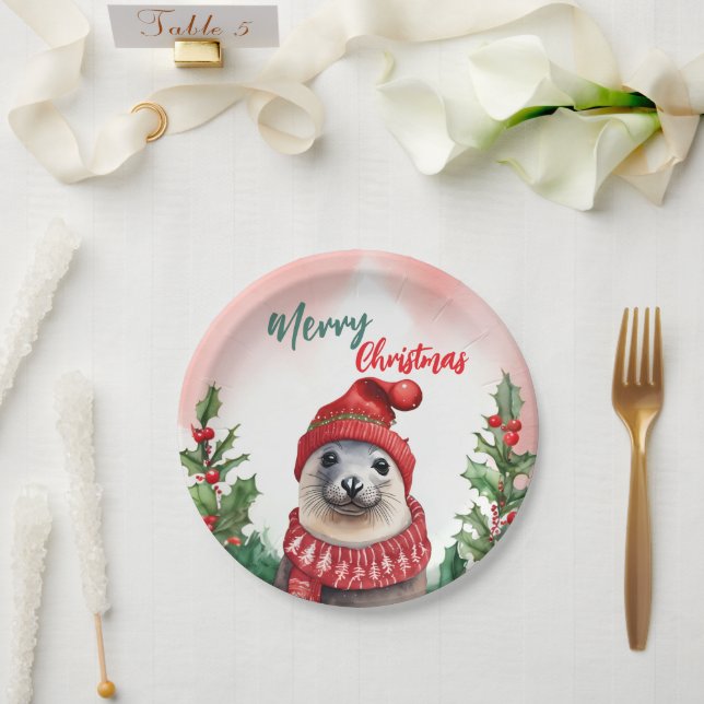 Prato De Papel Funny Felry Christmas Wreath Cura (Casamento)