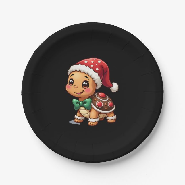Prato De Papel Funny Gingerbread Man Turtle Christmas Womens Mens (Frente)