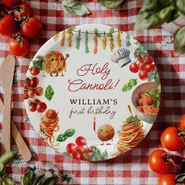 Prato De Papel Funny Holy Cannoli little meatball 1st birthday