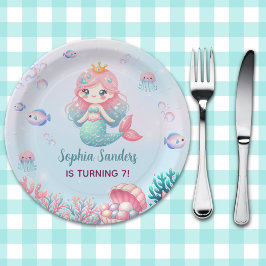Prato De Papel Funny  Mermaid Birthday Girl